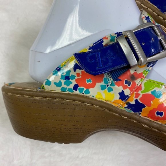 Lila SureGrip Womens Bailey Blue Floral Open Back Clog Slip‎ Resistant, size 8.5 - Picture 6 of 15